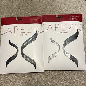 TWO PAIR Trans Dance Bodytight with Clear Adjustable Straps - Black L/XL